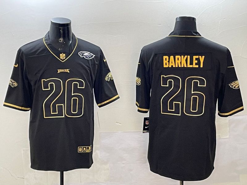 Men Philadelphia Eagles #26 Barkley Black gold Throwback 2025 Nike Vapor Limited NFL Jersey style 4->philadelphia eagles->NFL Jersey